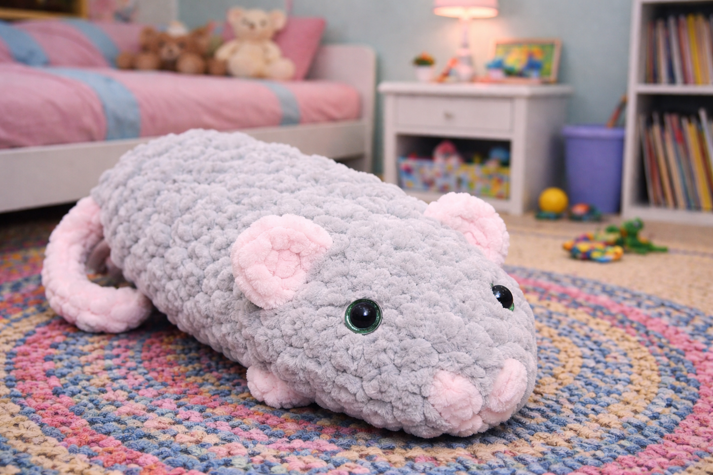 Hand crocheted stuffed mouse