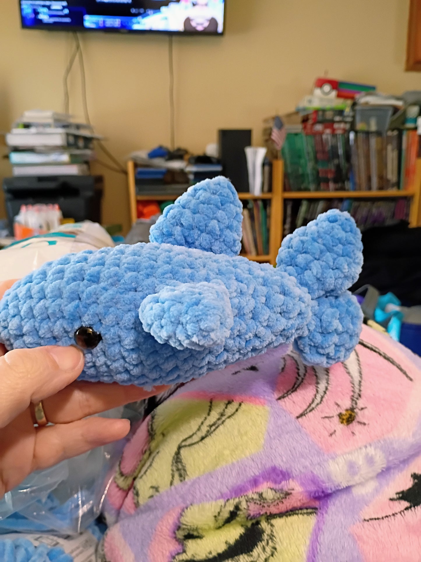 Hand crocheted stuffed shark