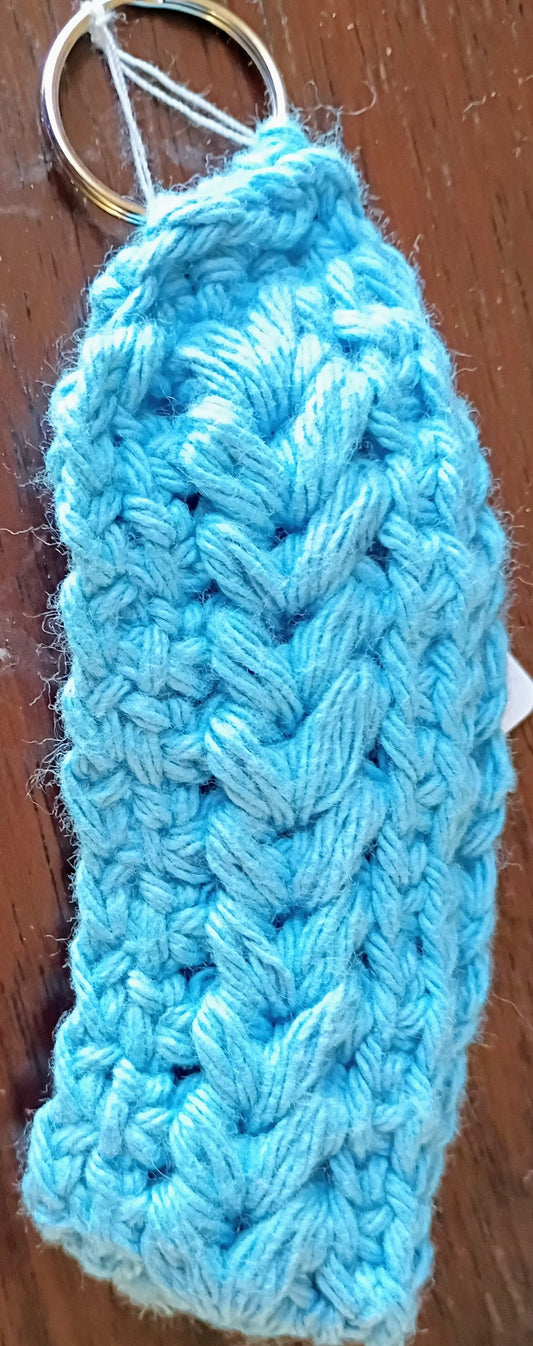 Crochet puff wristlet keychain