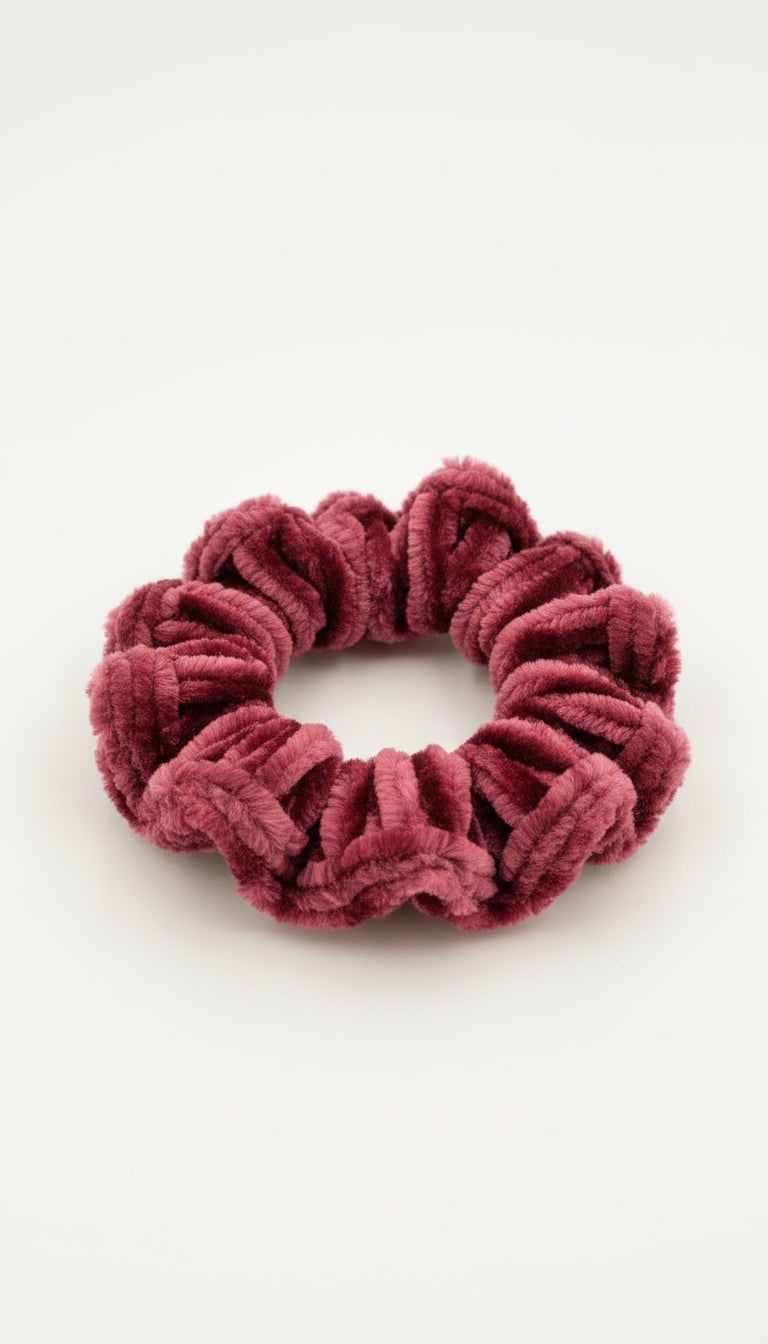 Crocheted velvet hair scrunchie