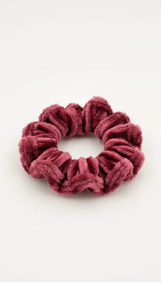 Crocheted velvet hair scrunchie