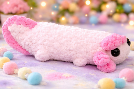 Hand crocheted stuffed axolotl
