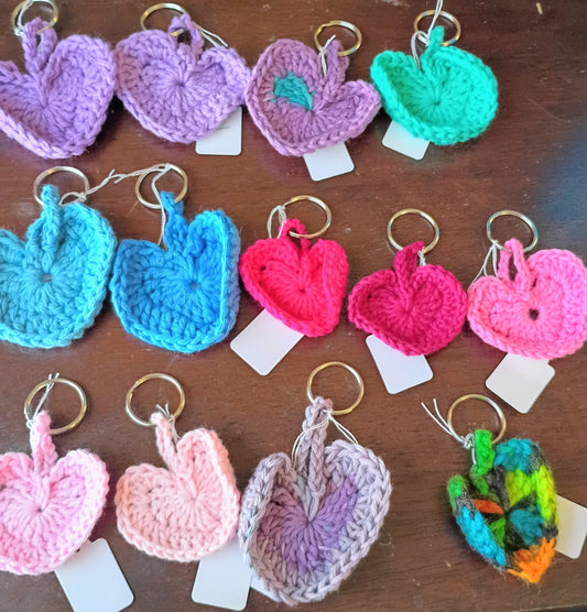 Crochet Heart Keychain