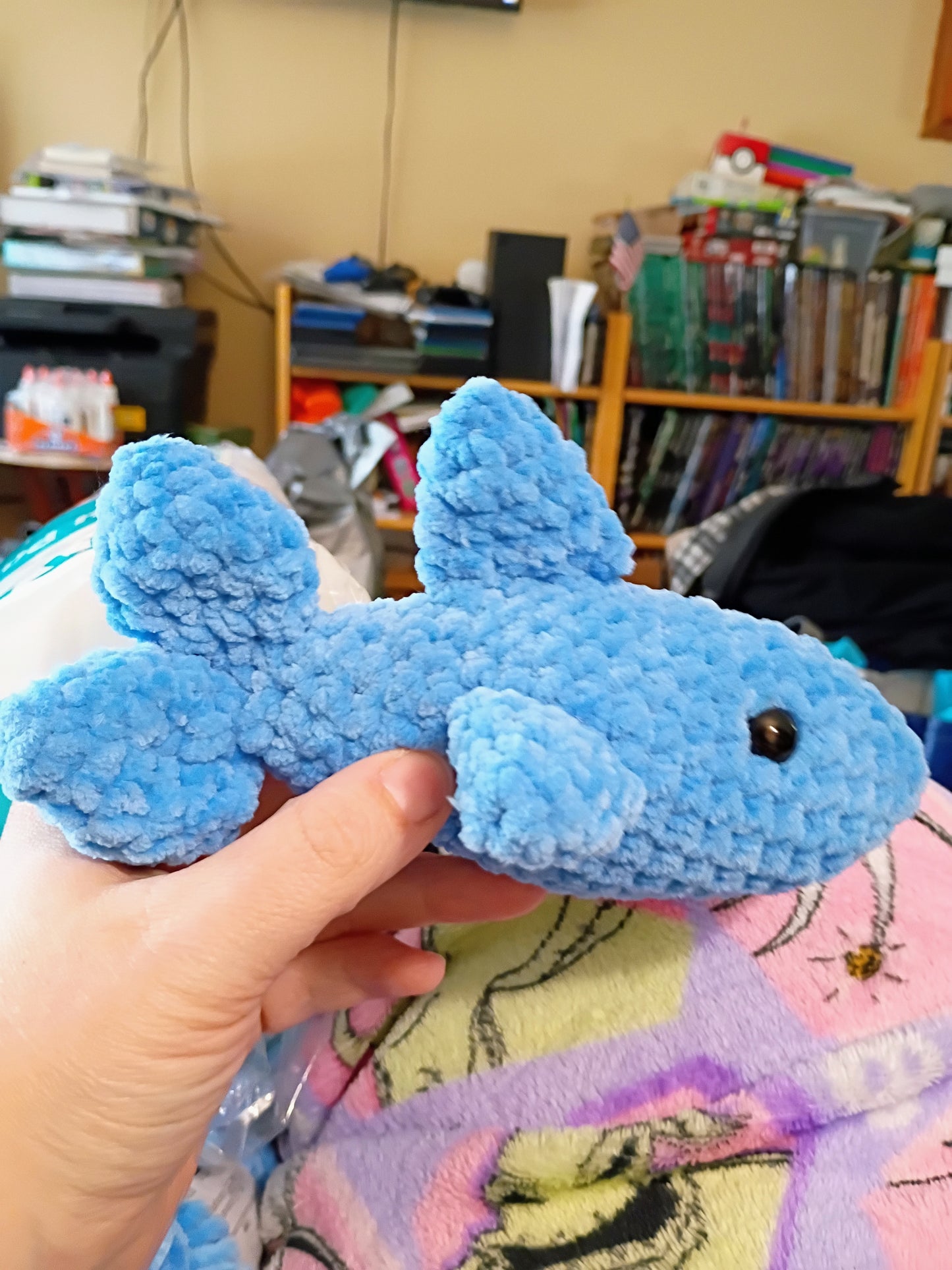 Hand crocheted stuffed shark