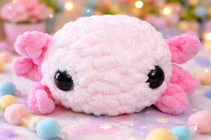 Hand crocheted stuffed axolotl