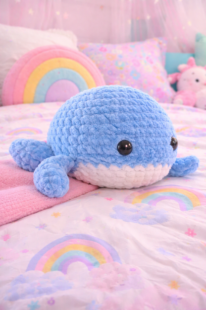 Hand crocheted stuffed whale