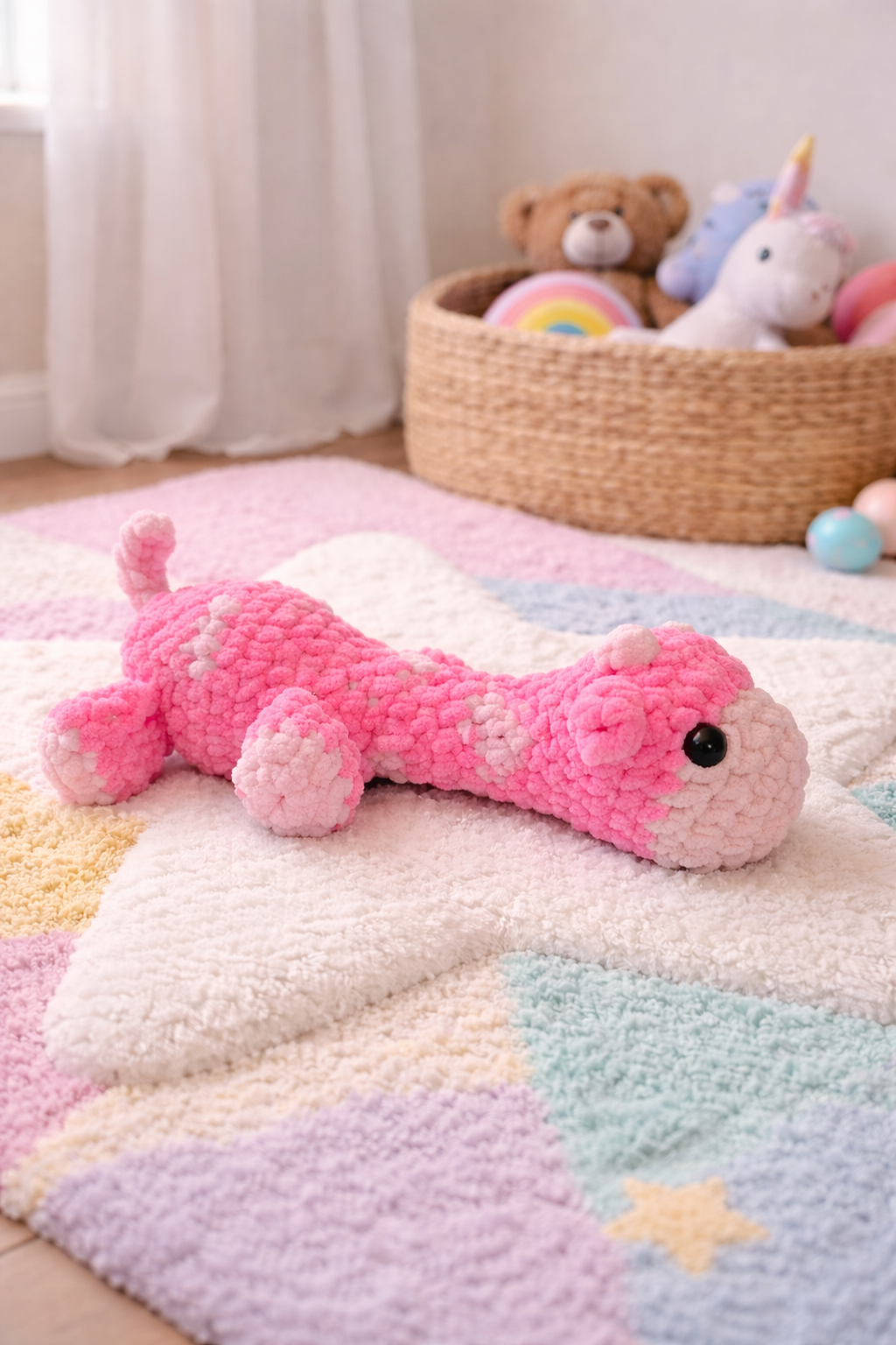 Hand crocheted stuffed giraffe