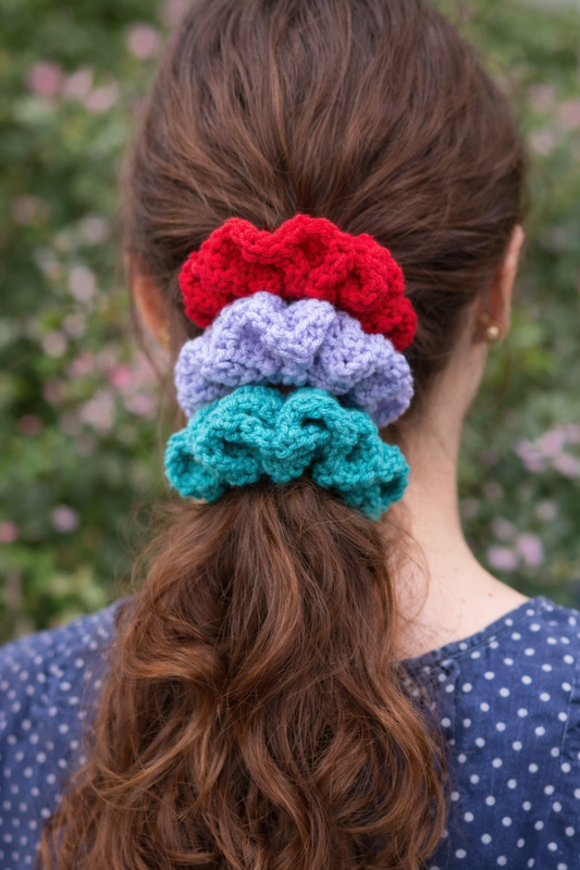 Crocheted hair scrunchie